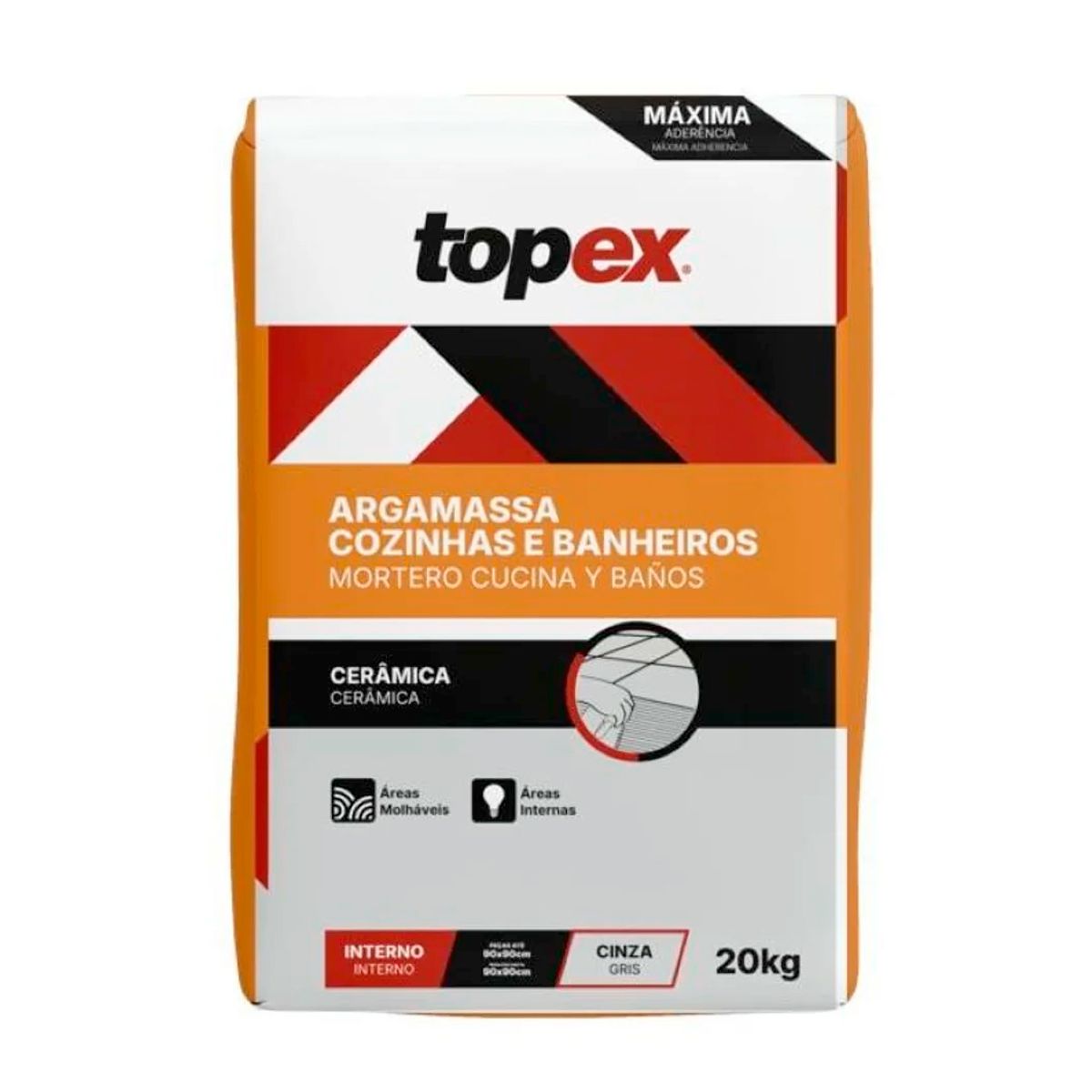 Argamassa para Cozinhas e Banheiros Cinza Saco 20 Kg Topex, marca Topex - Foto Principal