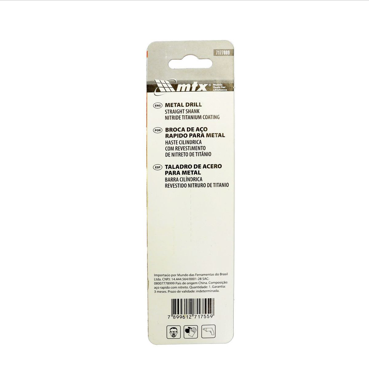 Broca de Aço Rápido para Metal, 7 Mm, Nitreto de Titânio, Haste Cilíndrica, 1 Pçs MTX, marca Mtx - Foto 2