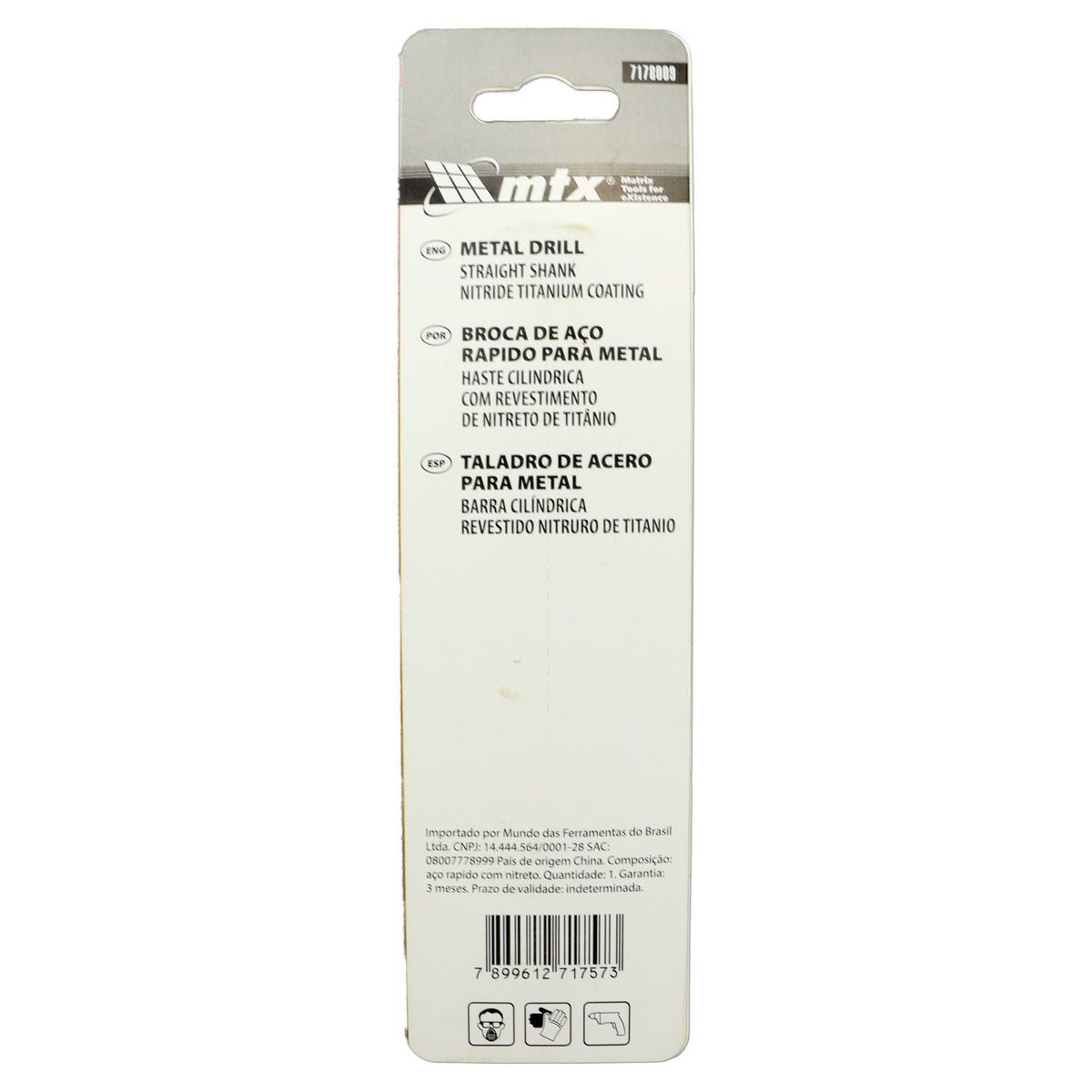 Broca de Aço Rápido para Metal, 8 Mm, Nitreto de Titânio, Haste Cilíndrica, 1 Pçs MTX, marca Mtx - Foto 2