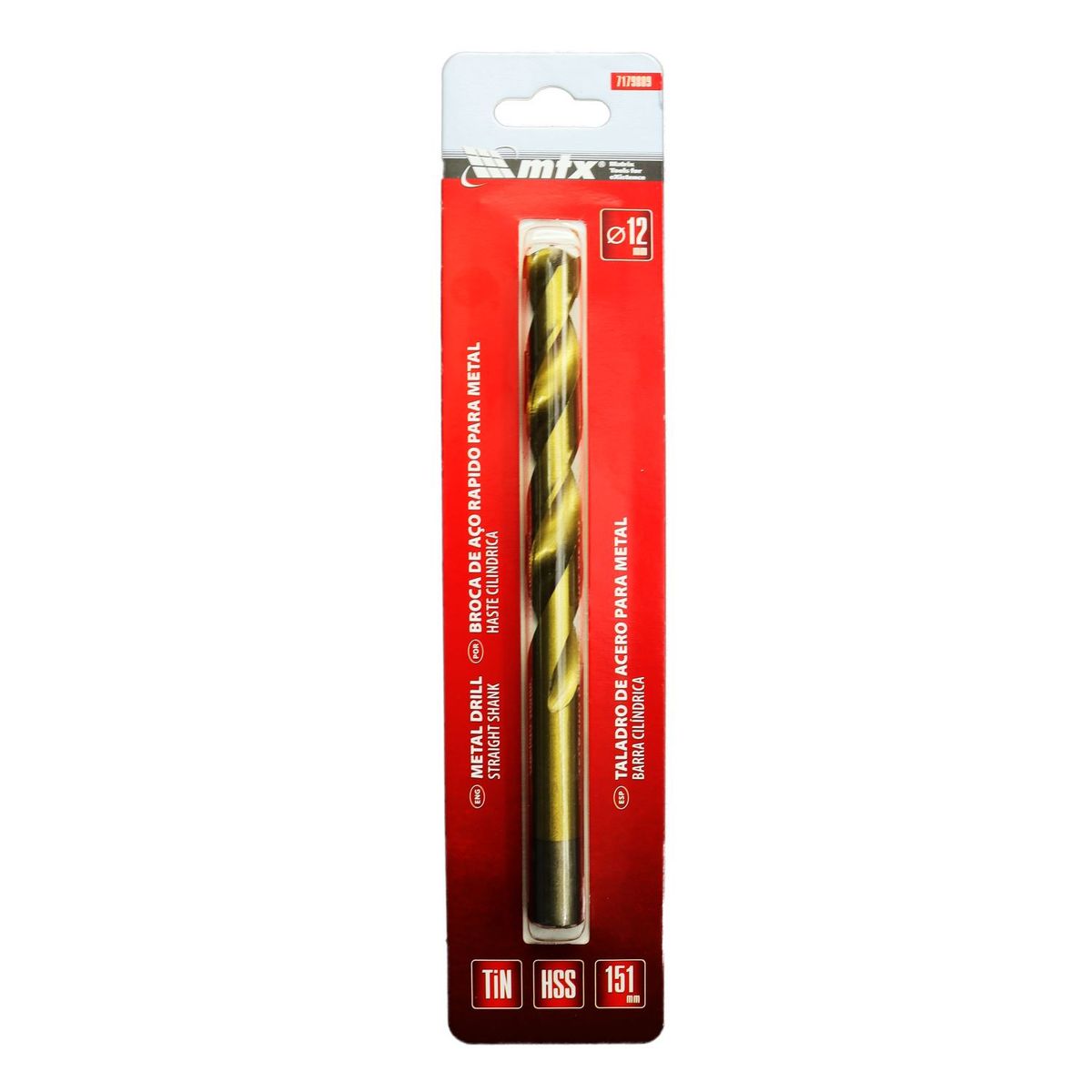 Broca de Aço Rápido para Metal, 12 Mm, Nitreto de Titânio, Haste Cilíndrica, 1 Pçs MTX, marca Mtx - Foto Principal