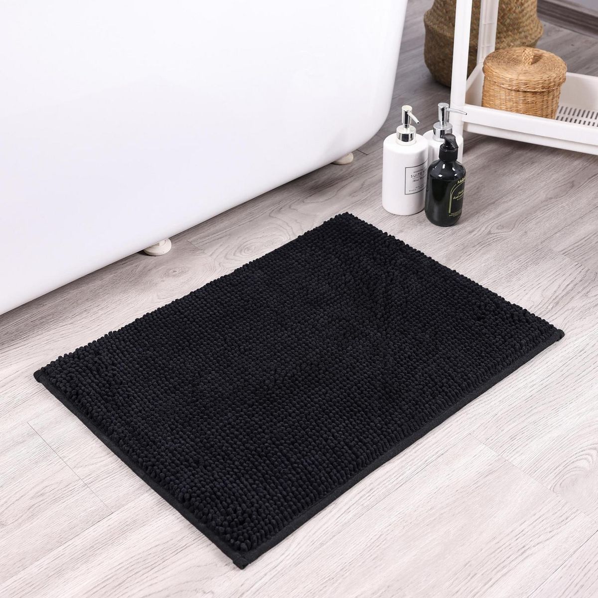 Kit 2 Tapetes de Banheiro Antiderrapante 40x60cm Menorca Preto Just Home Collection, marca Just Home Collection - Foto 2