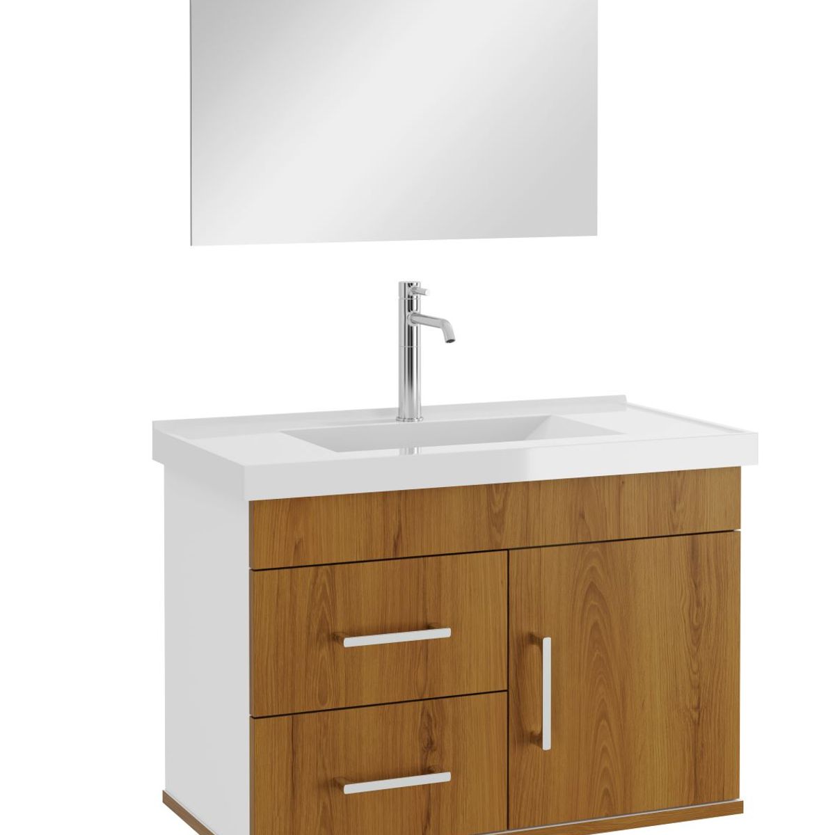 Gabinete para Banheiro com Espelho 63cm Freijo e Branco Astral Design, marca Astral Design - Foto Principal