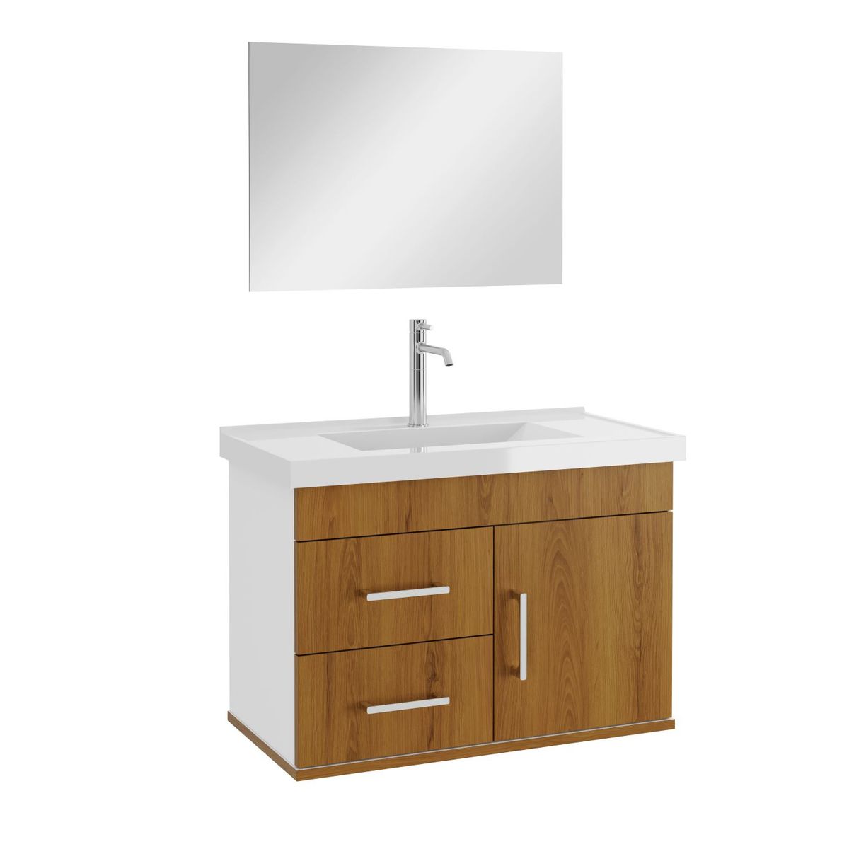Gabinete para Banheiro com Espelho 63cm Freijo e Branco Astral Design, marca Astral Design - Foto Principal