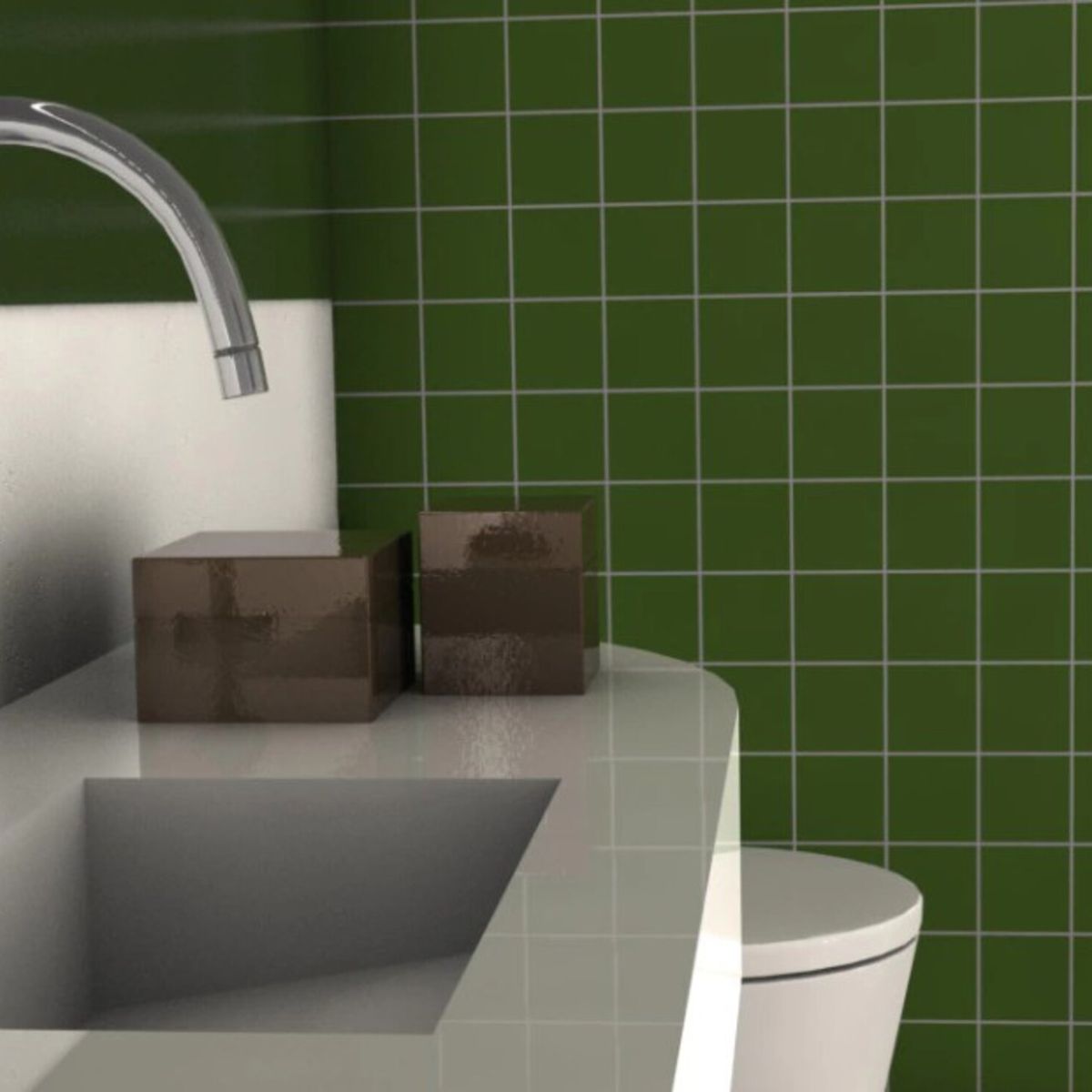 Revestimento Telado Verde Musgo Acetinado Bold Interno 10x10cm Caixa 2,07m² Ceral, marca Ceral - Foto Principal