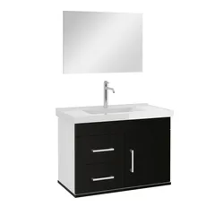 Gabinete para Banheiro com Espelho 63cm Preto e Branco Astral Design