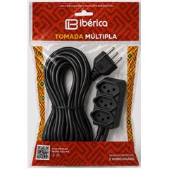 Extensao multipla Iberica  PP Plano 3x0,75 - 10 metros 10 A