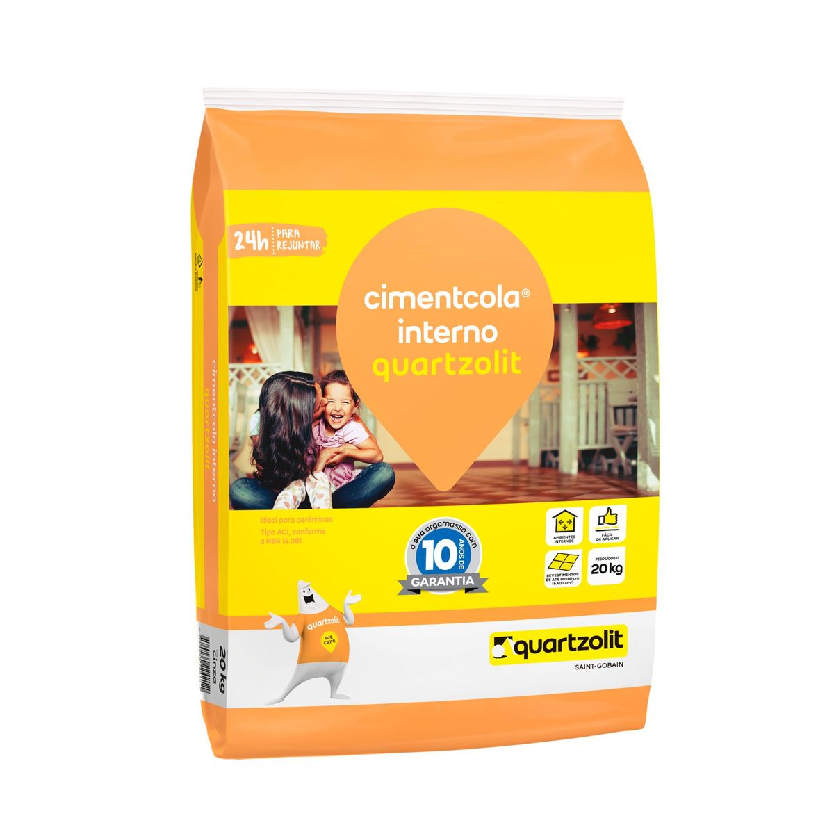 Argamassa Uso Interno ACI 20Kg 45x25x10cm Cinza, marca Quartzolit - Foto Principal