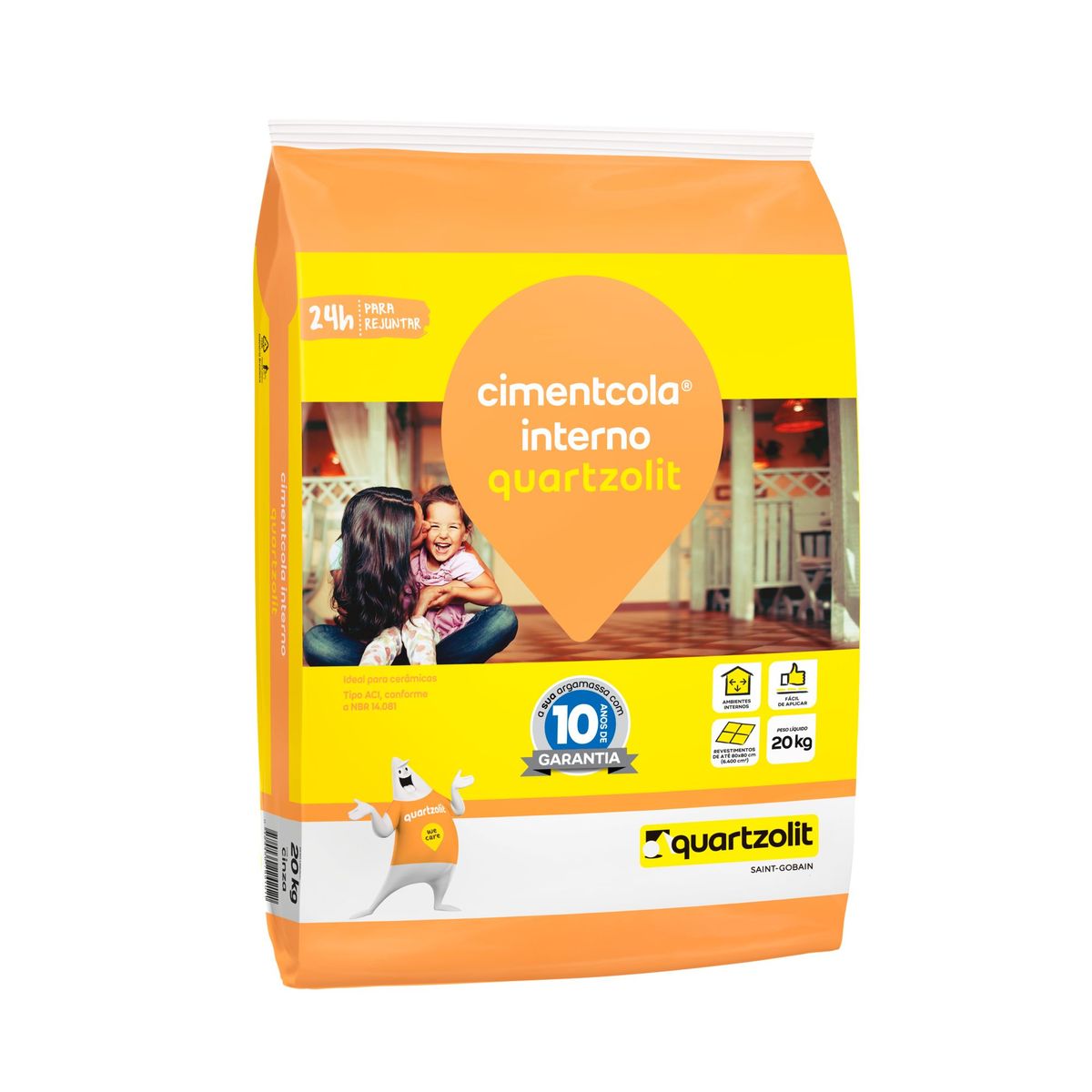 Argamassa Uso Interno ACI 20Kg 45x25x10cm Cinza, marca Quartzolit - Foto Principal