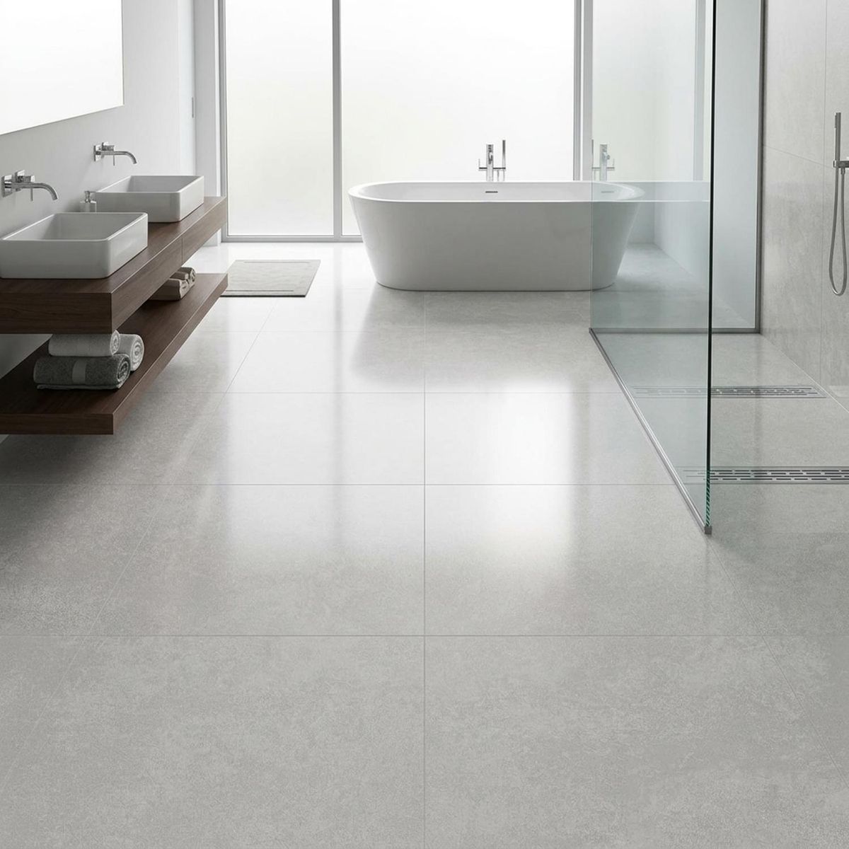 Porcelanato Polido Retificado Cemento Nebbia Lux Cinza Claro Interno 90x90cm Caixa 2,40 M² Biancogres, marca Biancogres - Foto Principal