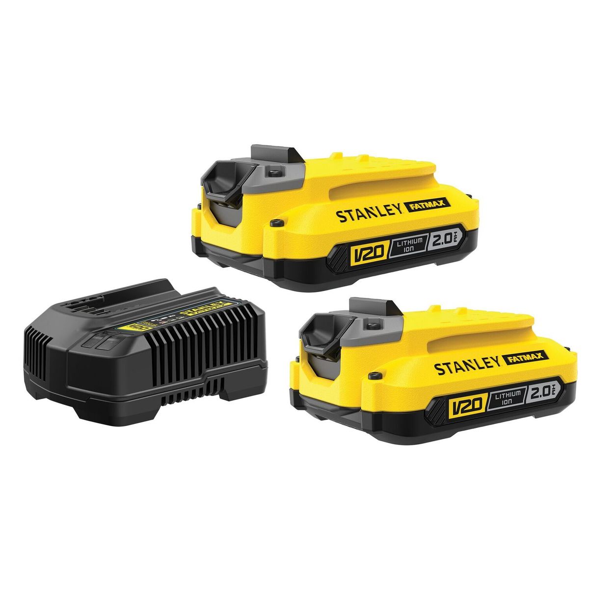 Kit 2 Baterias 20v Max* Íon de Lítio 2ah com Carregador Bivolt e Bolsa Stanley, marca Stanley - Foto Principal
