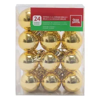 Conjunto com 24 bolas 4cm Douradas brilhantes