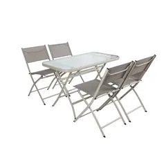 Conjunto de Varanda Metal Madri 4 Lugares 5 Peças Taupe Just Home Collection
