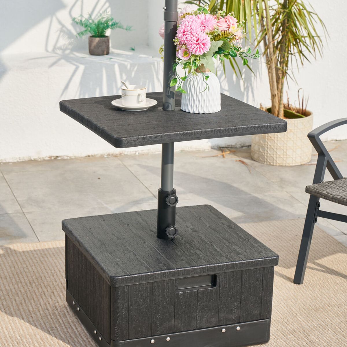 Base de Guarda-chuva com Mesa Preta Just Home Collection, marca Just Home Collection - Foto 2