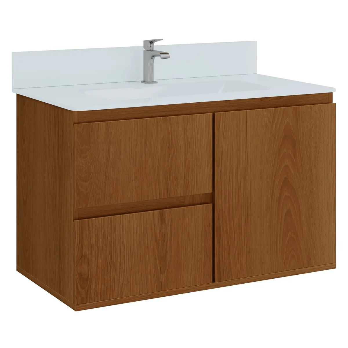 Gabinete para Banheiro com Cuba Prime 80cm Freijó Astral Design, marca  - Foto Principal