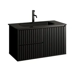 Gabinete para Banheiro com Cuba Vision 80cm Preto Astral Design
