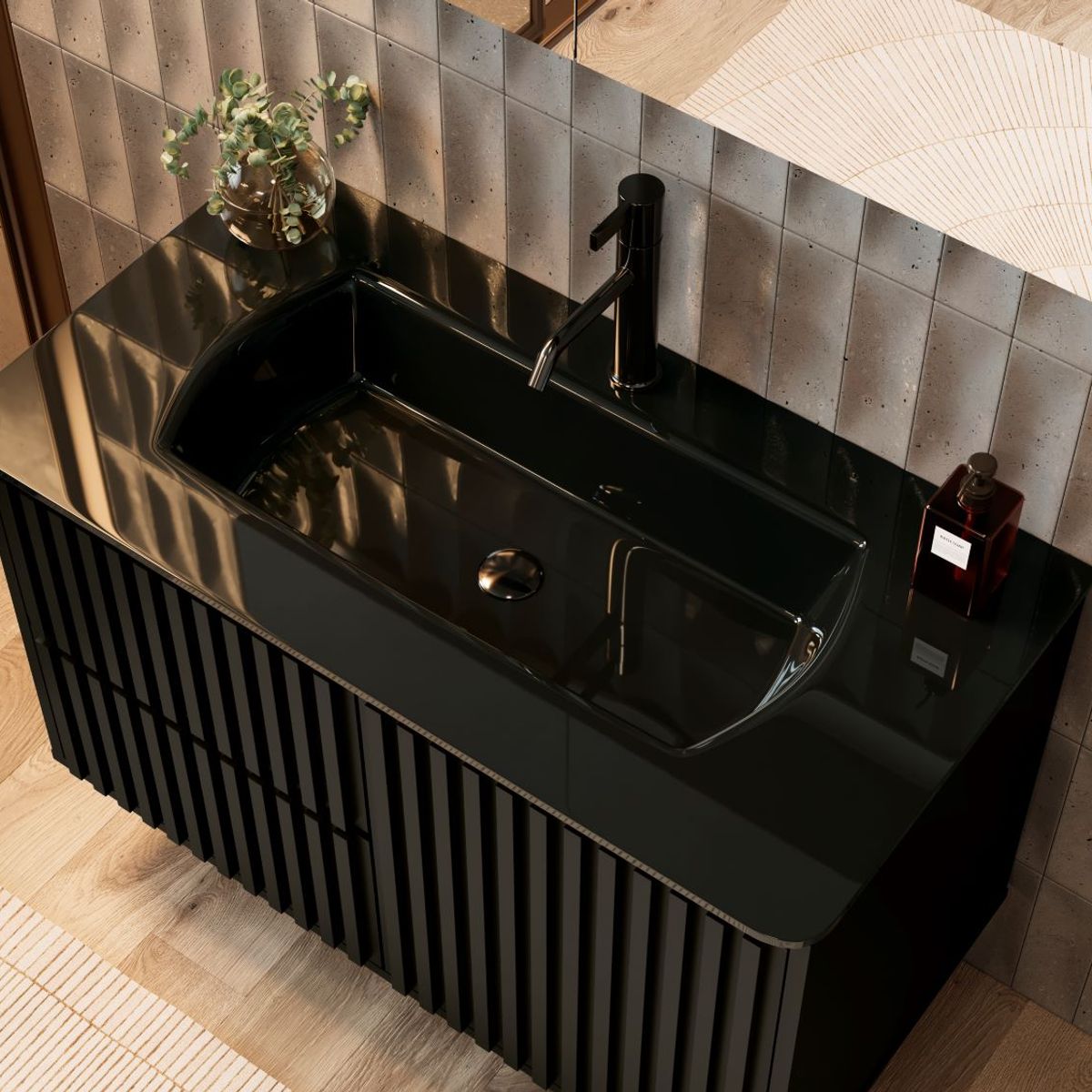 Gabinete para Banheiro com Cuba Vision 80cm Preto Astral Design, marca  - Foto 2
