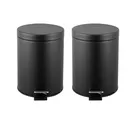 Conjunto 2 Lixeiras de 5 Litros em Metal com Pedal Preta Just Home Collection