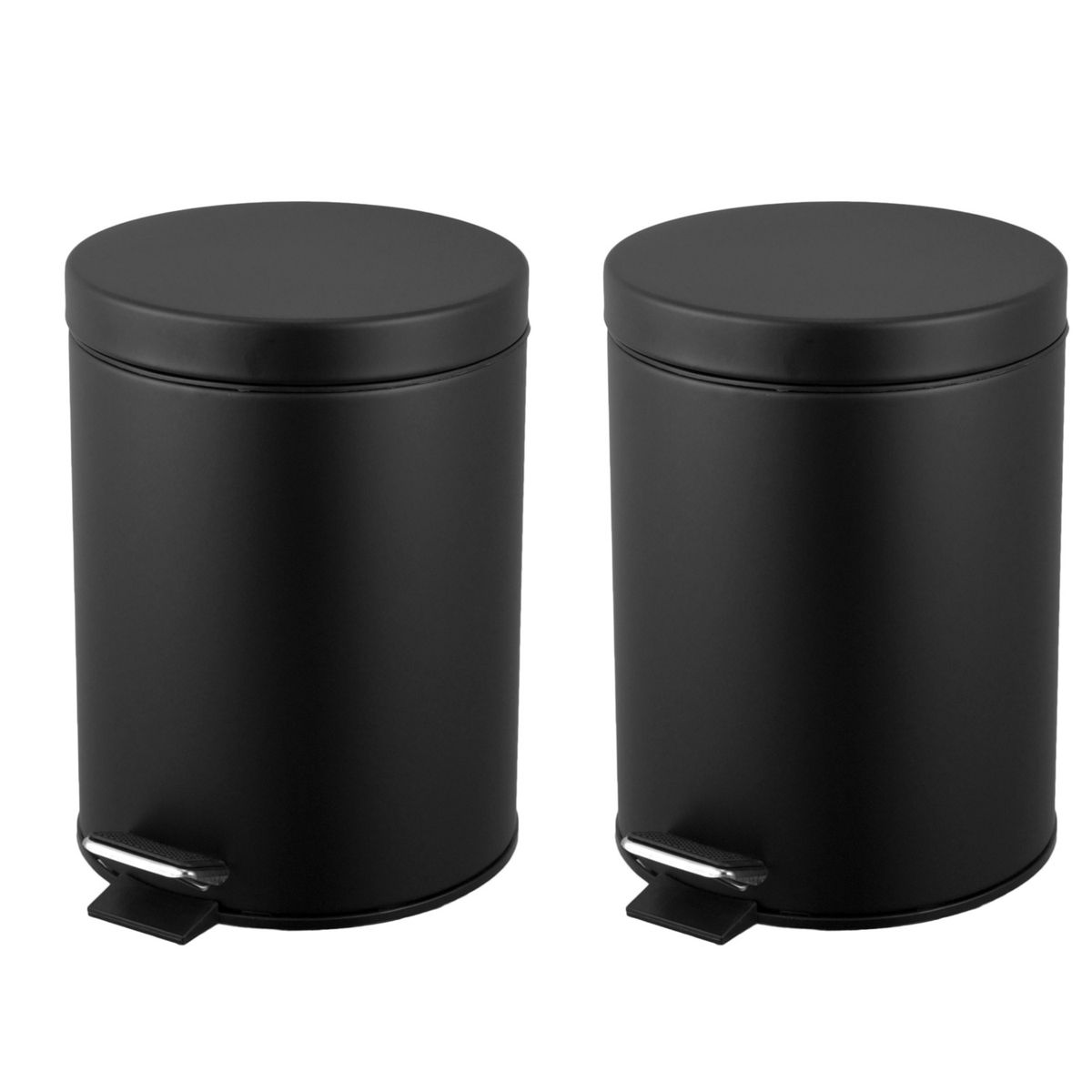 Conjunto 2 Lixeiras de 5 Litros em Metal com Pedal Preta Just Home Collection, marca Just Home Collection - Foto 2
