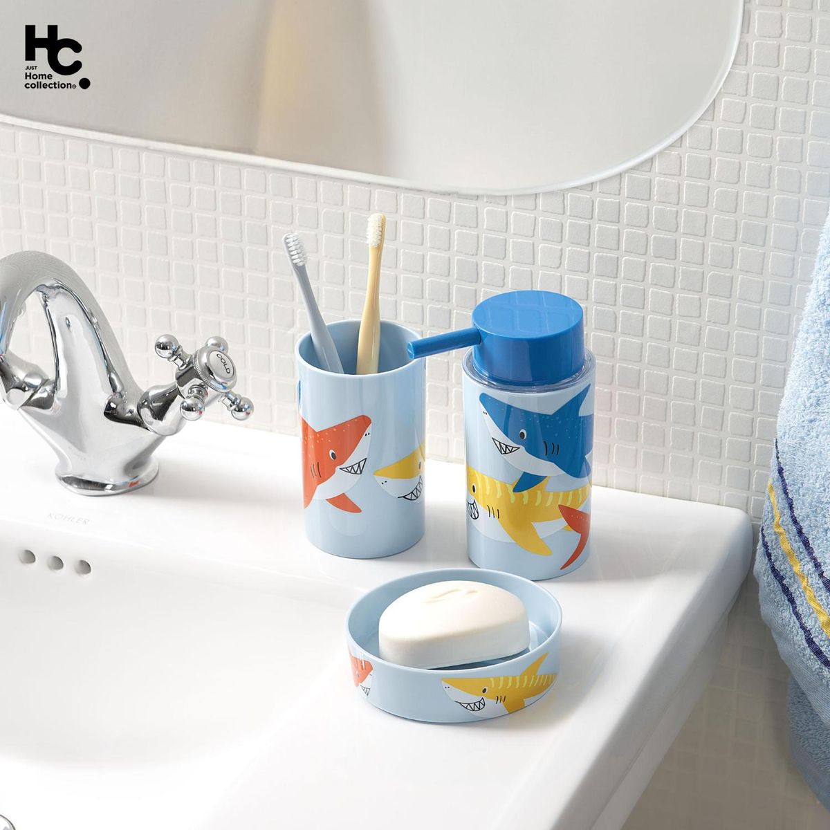 Dispensador Infantil Tubarões Just Home Collection, marca Just Home Collection - Foto 2