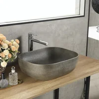 Lavabo Sobrepor Retangular Textura Cinza Sensi Dacqua