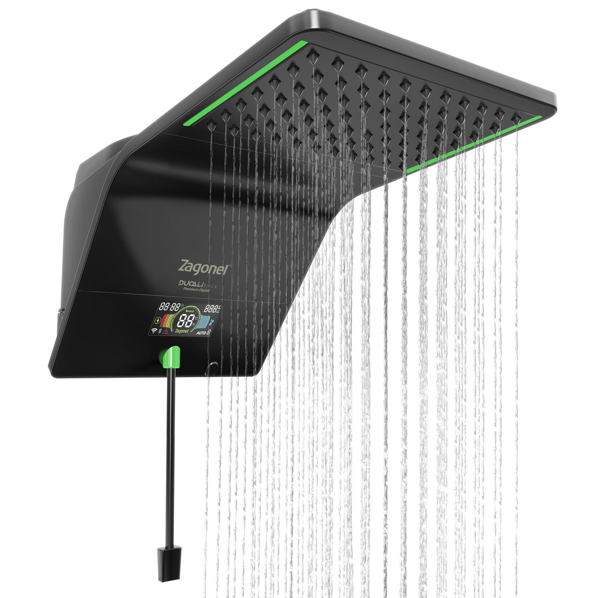 Chuveiro Elétrico Híbrido Eletrônico com Visor Digital 220v 7500w Preto Quadrado Ducali Premium Digital Zagonel, marca Zagonel - Foto Principal