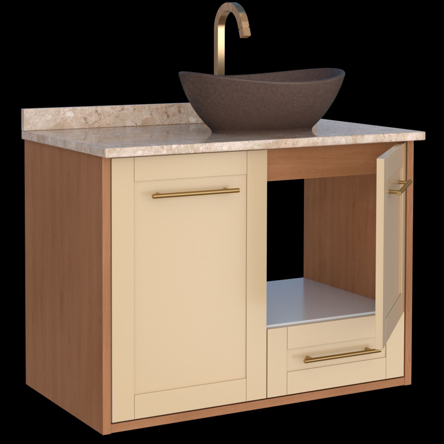 Gabinete para Banheiro Petunia 80cm Areia/jequitiba Cozimax | Sodimac