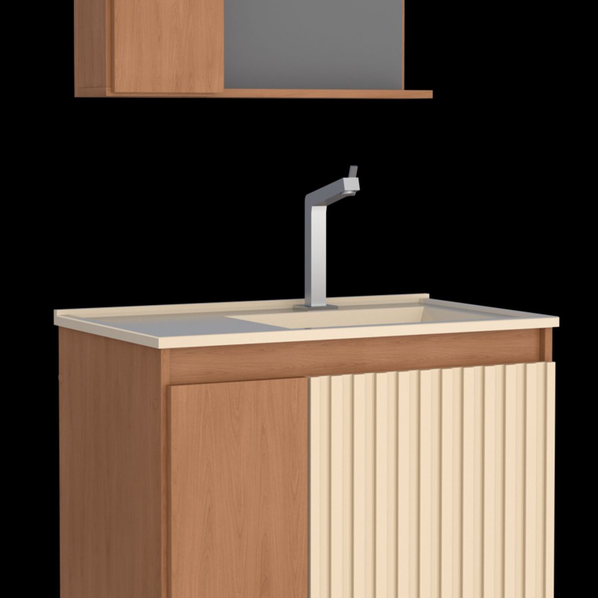 Gabinete para Banheiro com Cuba e Espelho Camomila 43cm Jequitiba/areia Cozimax, marca Cozimax - Foto Principal