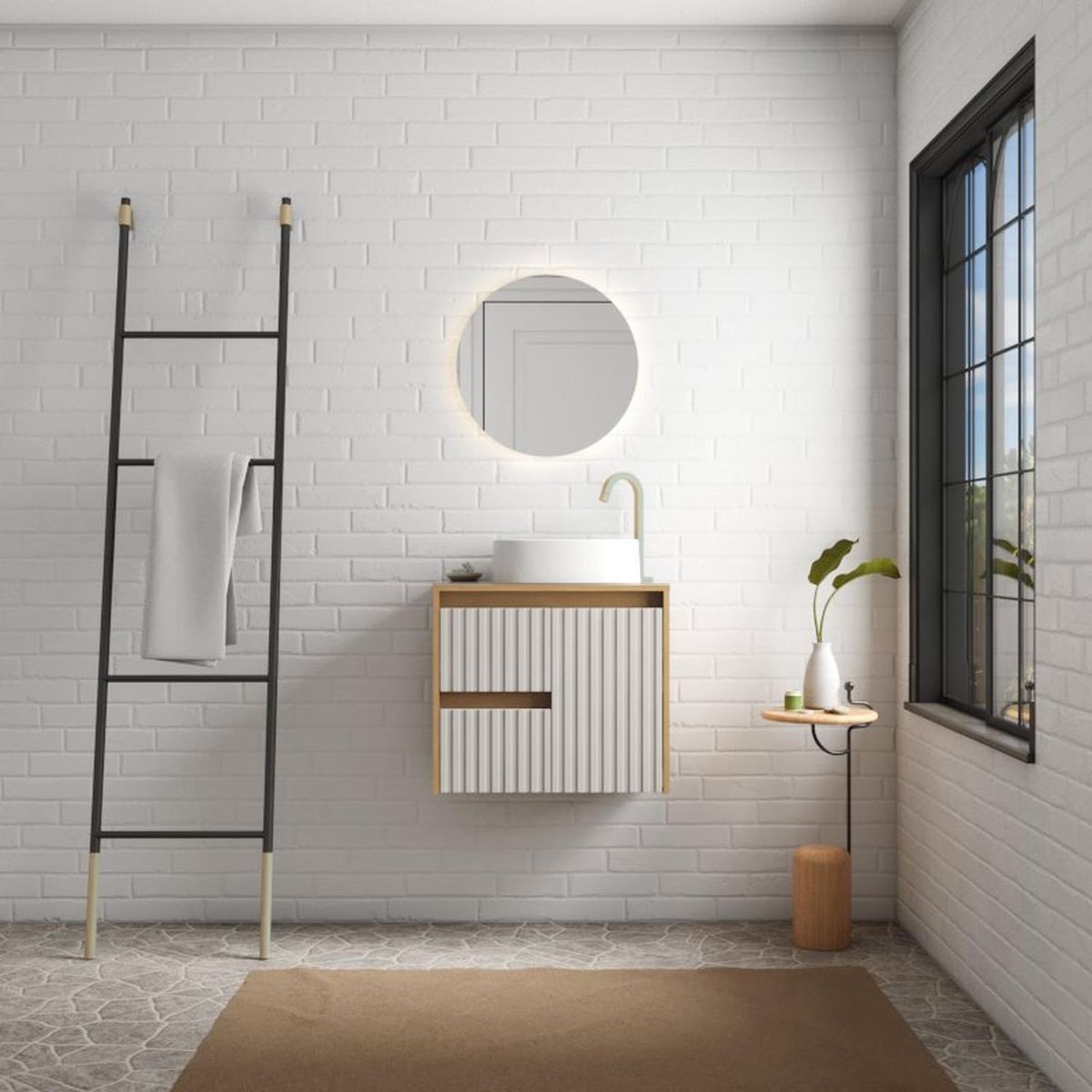 Gabinete para Banheiro com Cuba e Espelho Kyoto 60cm Jequitiba/branco Cozimax, marca  - Foto 2