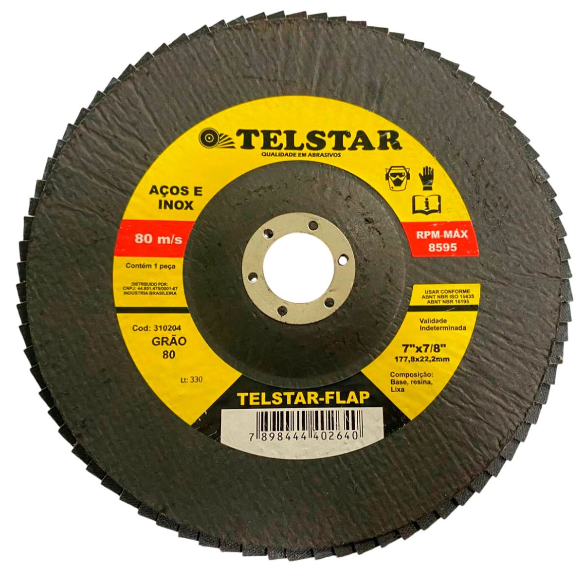 Disco Flap Aço/inox 7x7/8 Grão 80 Telstar Abrasivos, marca Telstar Abrasivos - Foto Principal