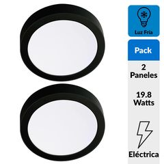 Conjunto 2 Painéis Led Circular Sobrepor 18w Lf Preto Dairu
