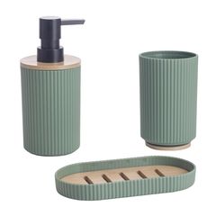 Conjunto Acessórios para Banheiro com 3 Peças Verde Just Home Collection