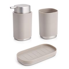 Conjunto Acessáorios para Banho 3 Peças Taupe Just Home Collection