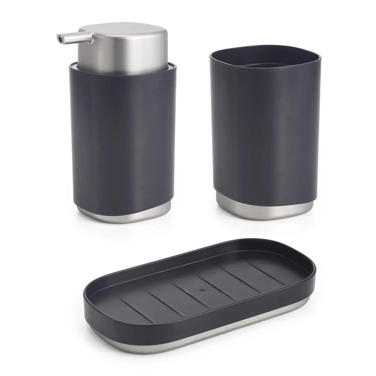 Conjunto Acessórios para Banheiro com 3 Peças Preto Just Home Collection, marca Just Home Collection - Foto Principal