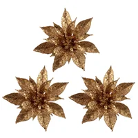 Kit 3 Poinsétias Dourado Natal Story