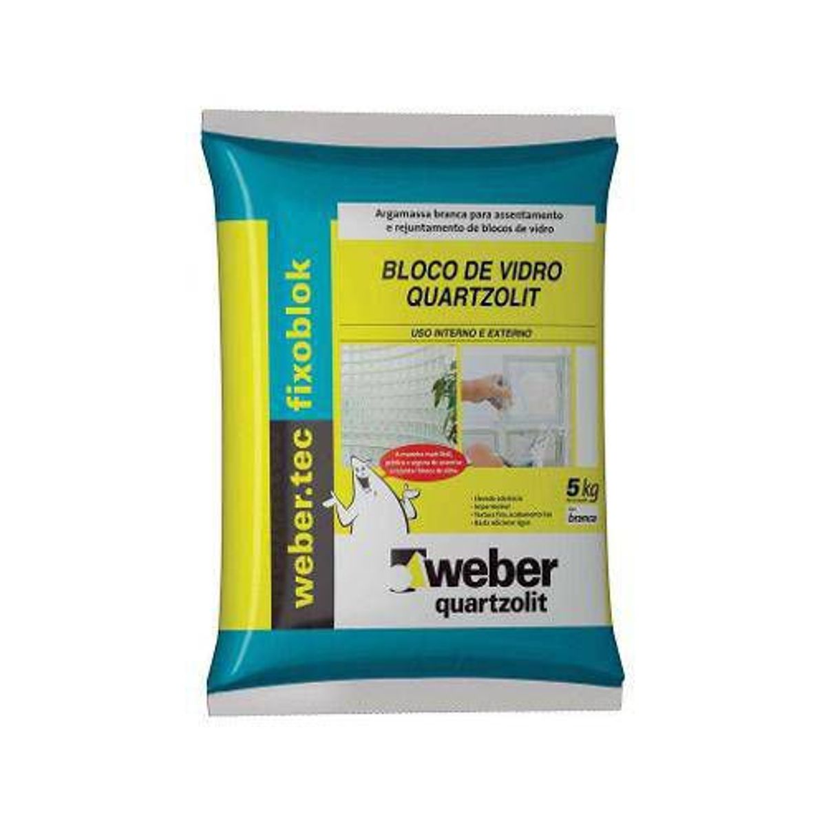 Argamassa para Bloco de Vidro 5kg Branco, marca Quartzolit - Foto Principal