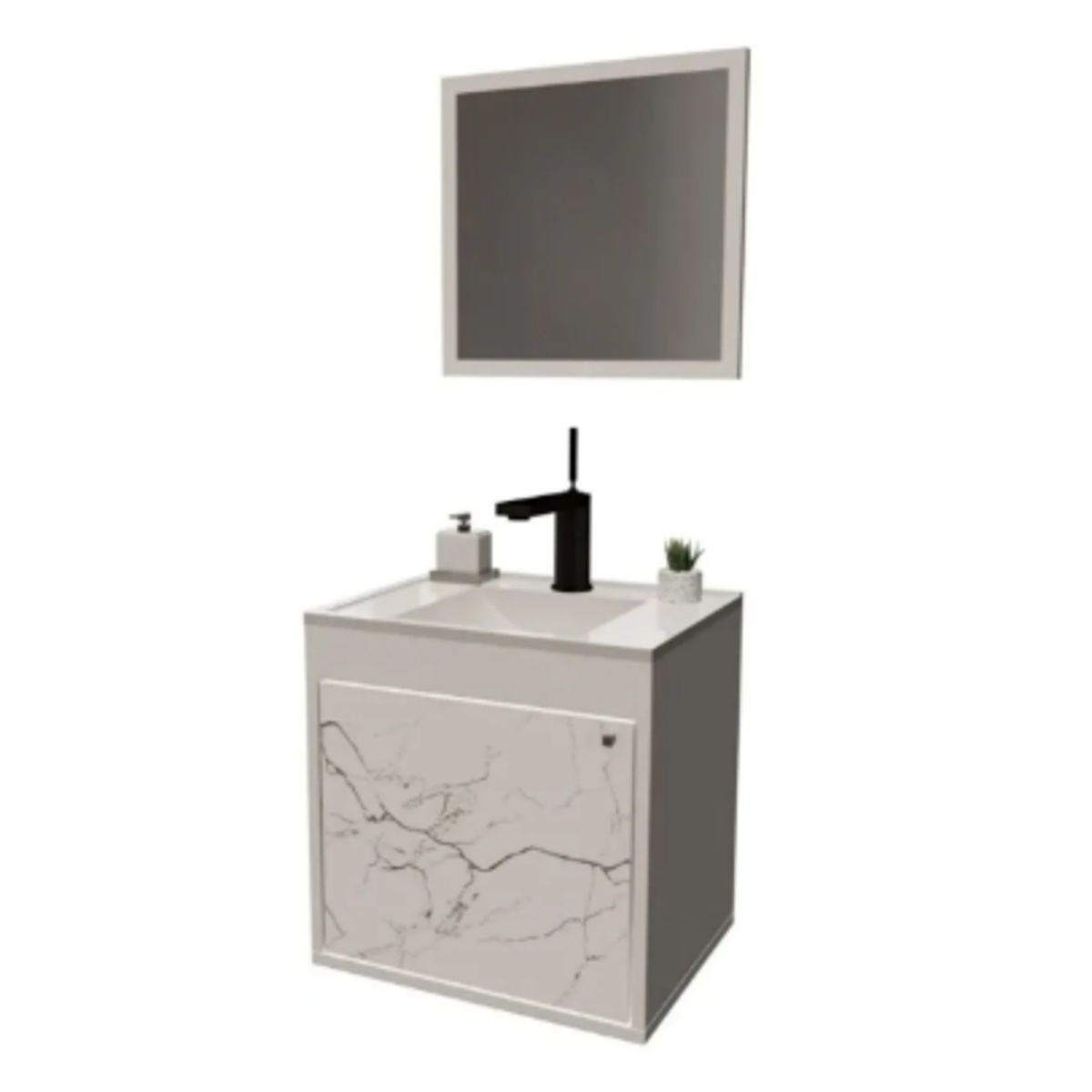 Gabinete para Banheiro com Espelho Canis 37cm Branco/mamore Cerocha, marca Cerocha Móveis - Foto Principal