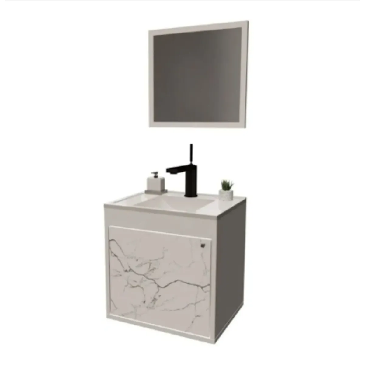 Gabinete para Banheiro com Espelho Canis 37cm Branco/mamore Cerocha, marca Cerocha Móveis - Foto Principal