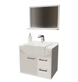 Kit Gabinete para Banheiro Gracux Branco/marmore 34cm
