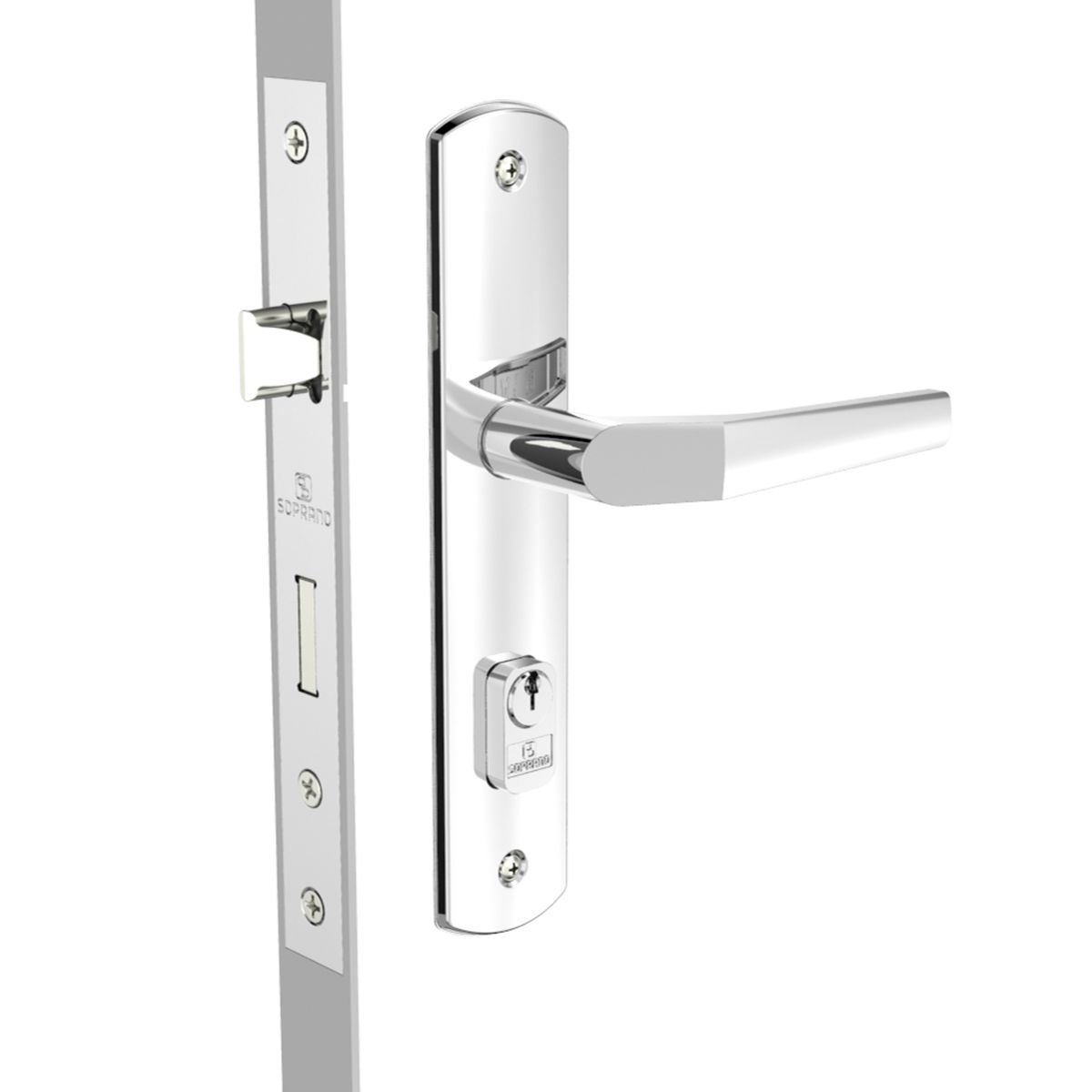 Fechadura Popline Reta Cromada Externa Soprano 40x53, marca Soprano - Foto Principal