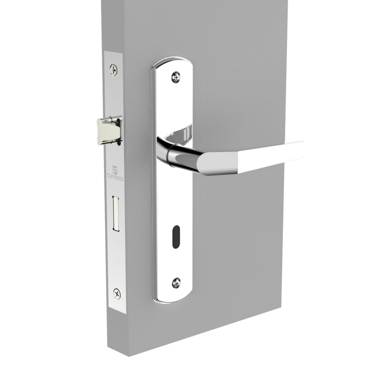 Fechadura Popline Reta Cromada Interna Soprano 40x53, marca Soprano - Foto 2