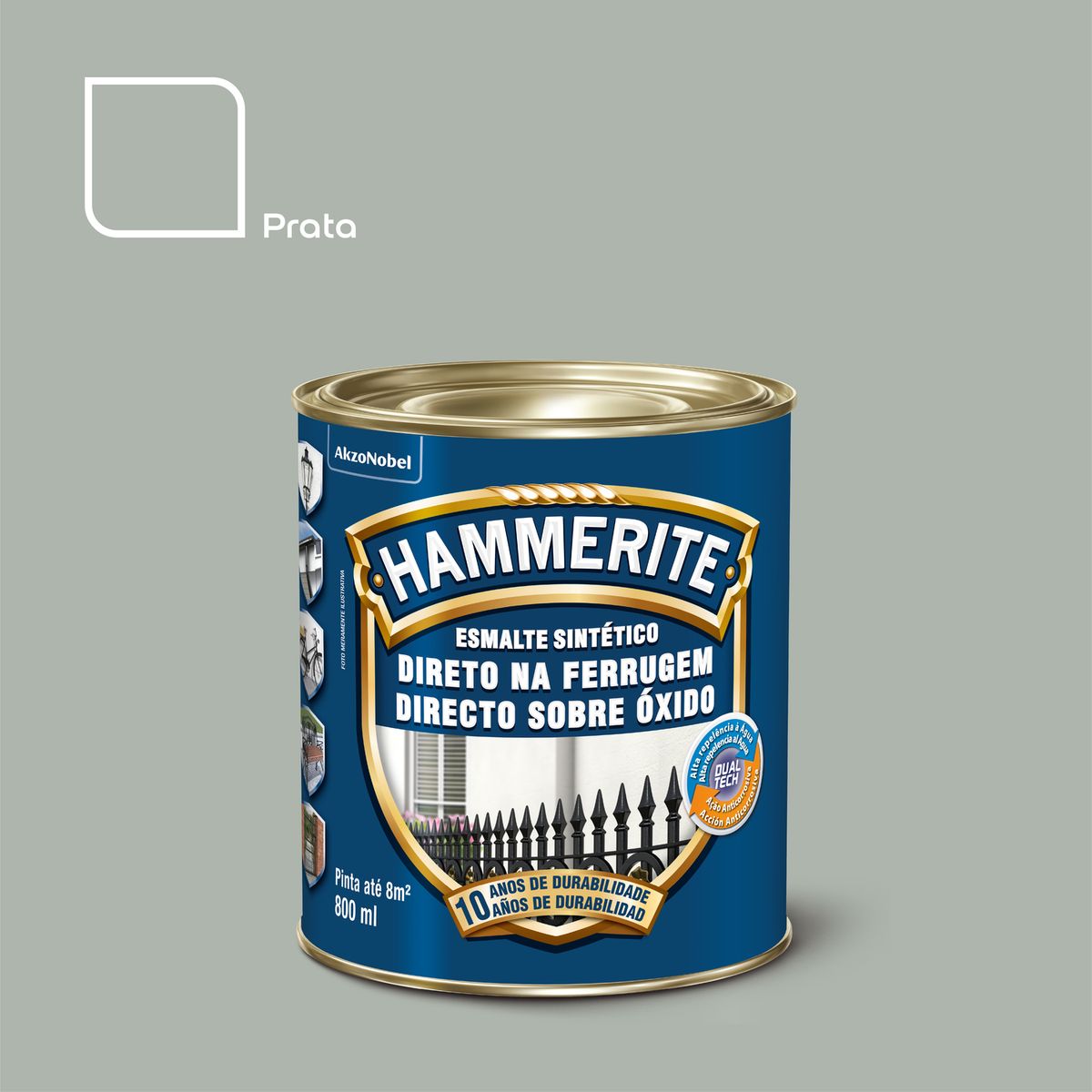 Hammerite Br Prata 800Ml, marca Coral - Foto Principal