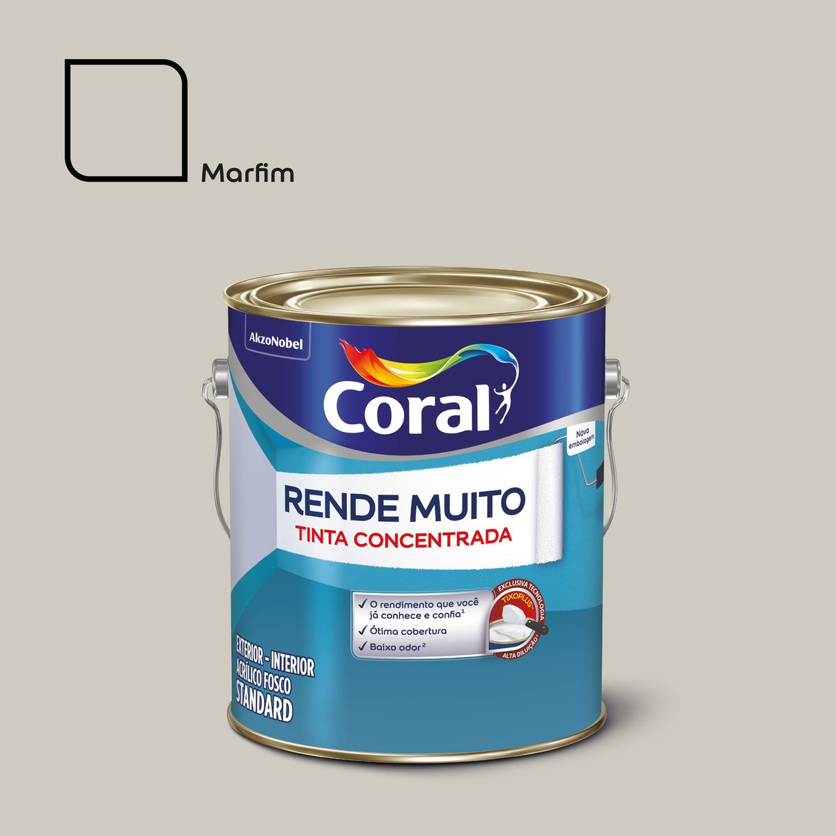 Tinta Acrilica Rende Muito Marfim 3,2L, marca Coral - Foto Principal