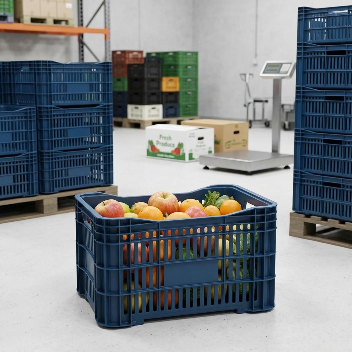Caixa Organizadora Plástica Azul Agricola Vazada 50,5L 51x33x30cm