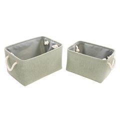 Conjunto com 2 Cestos de Tecido Verde Just Home Collection
