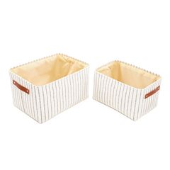Conjunto com 2 Cestos de Tecido Listrado Mgo Pu Just Home Collection