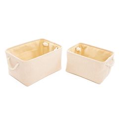 Conjunto Cesto de Tecido Pu Bege 2 Unidades Just Home Collection