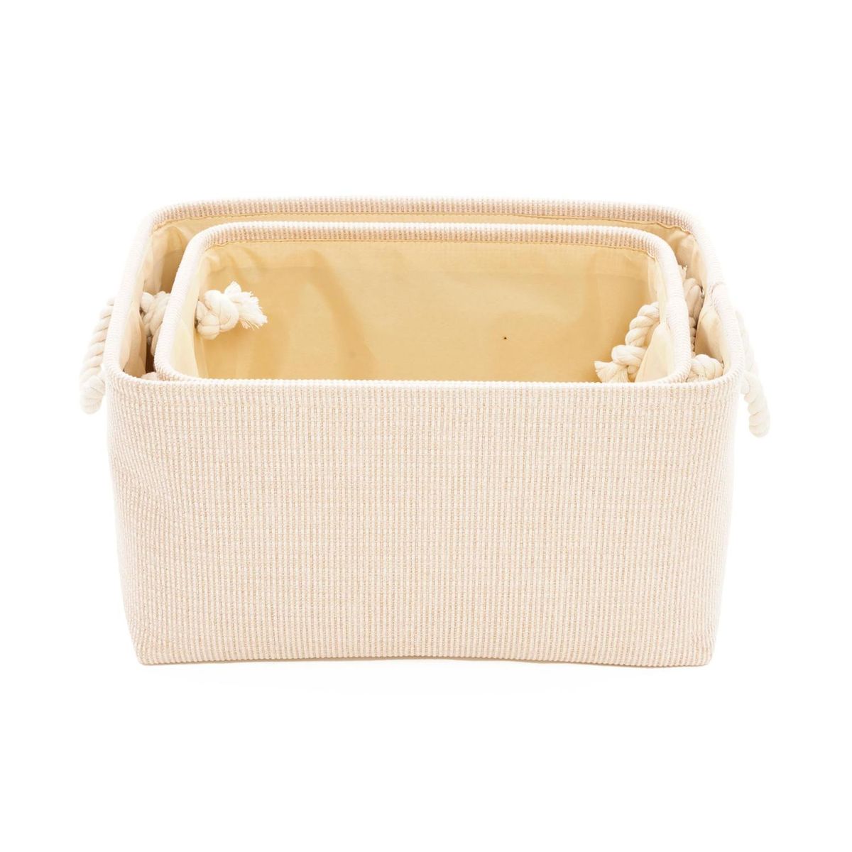 Conjunto Cesto de Tecido Pu Bege 2 Unidades Just Home Collection, marca Just Home Collection - Foto 2