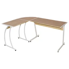 Mesa de Escritório em L Brussel Branco e Madeira 120x50x73cm Just Home Collection
