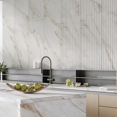 Revestimento Retificado Acetinado Canel Marmo Perla Branco Interno/externo 45x90cm  Caixa 2,00 M² Biancogres