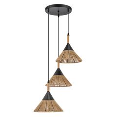 Pendente Flam 3 Lâmpadas E27 Preto Just Home Collection